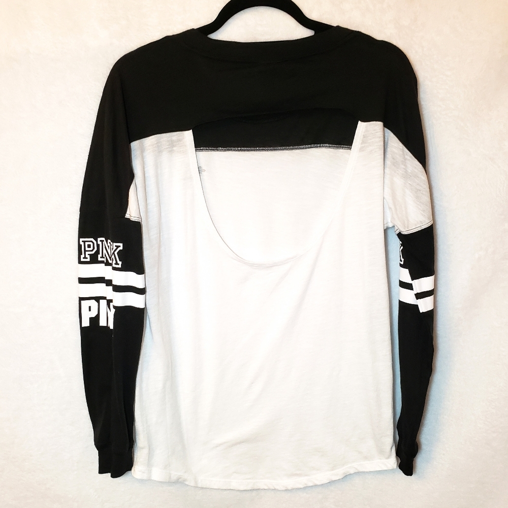 Pink VS T Shirt Loose Fit with Back Peephole - Picture 2 of 5